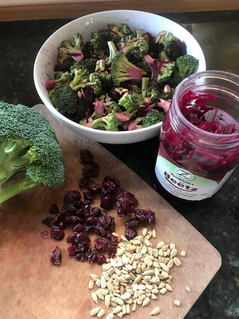 Broccoli Salad with Fermented Beets